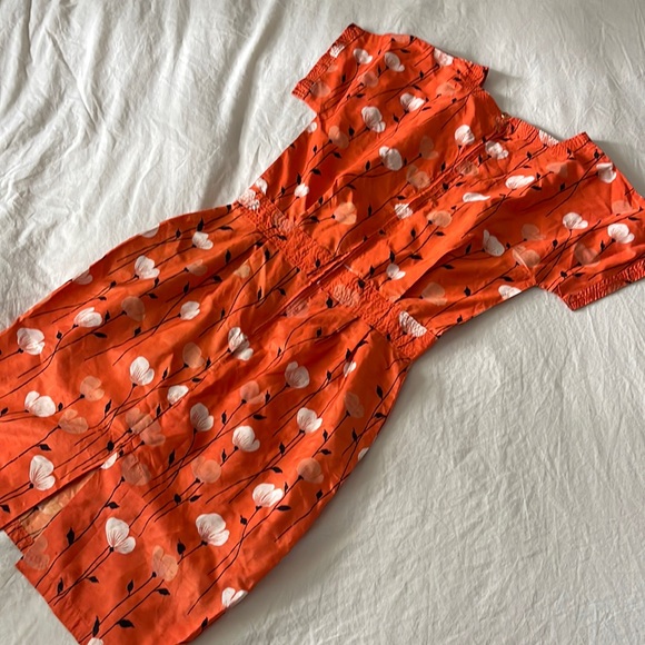 Floral Poppy Print Orange Dress - Picture 3 of 8